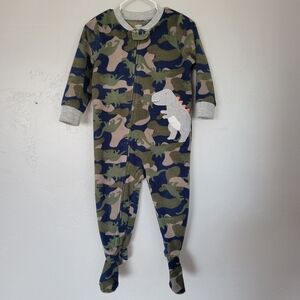 Carter's Baby Boy 18 Months Footie Pajamas Dinosaur Camo One Piece Sleepwear PJs